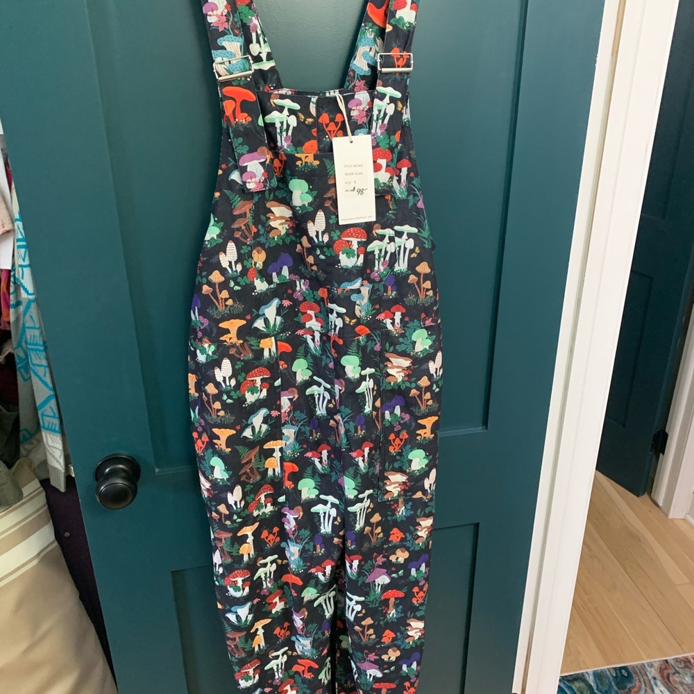 Colorful Mushroom Print Overalls